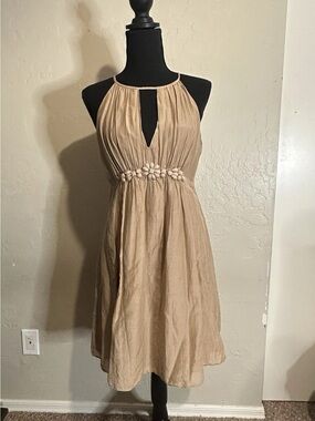 Y2K Boho Sundress Size L Beige cut out